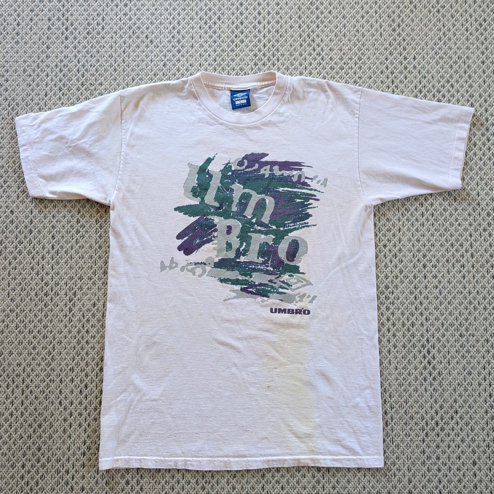 VTG Umbro 90s The Soccer Company Double-sided Graphic‎ Football T-Shirt Large